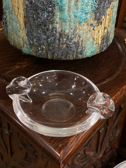 Vintage Steuben Clear Crystal Circular Round Ashtray Bowl Dish