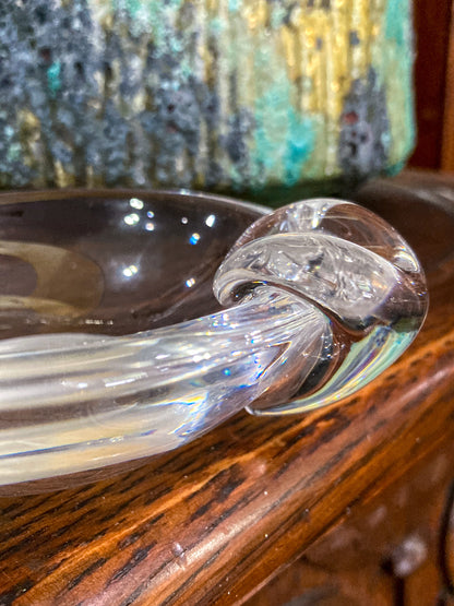 Vintage Steuben Clear Crystal Circular Round Ashtray Bowl Dish