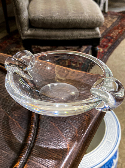 Vintage Steuben Clear Crystal Circular Round Ashtray Bowl Dish