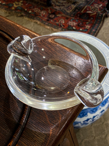 Vintage Steuben Clear Crystal Circular Round Ashtray Bowl Dish