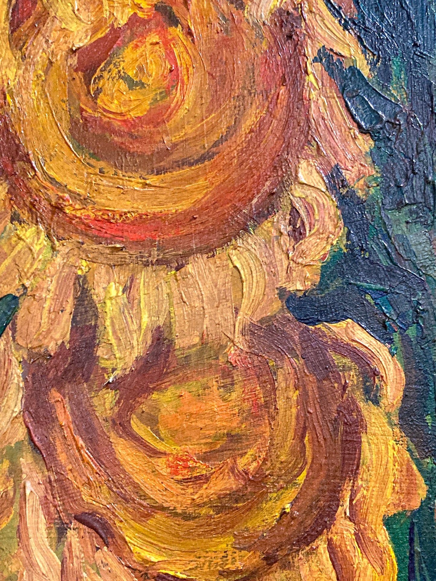 Vintage Sue Jean Covacevich (1905-1998) Sunflowers Framed Canvas Oil Painting