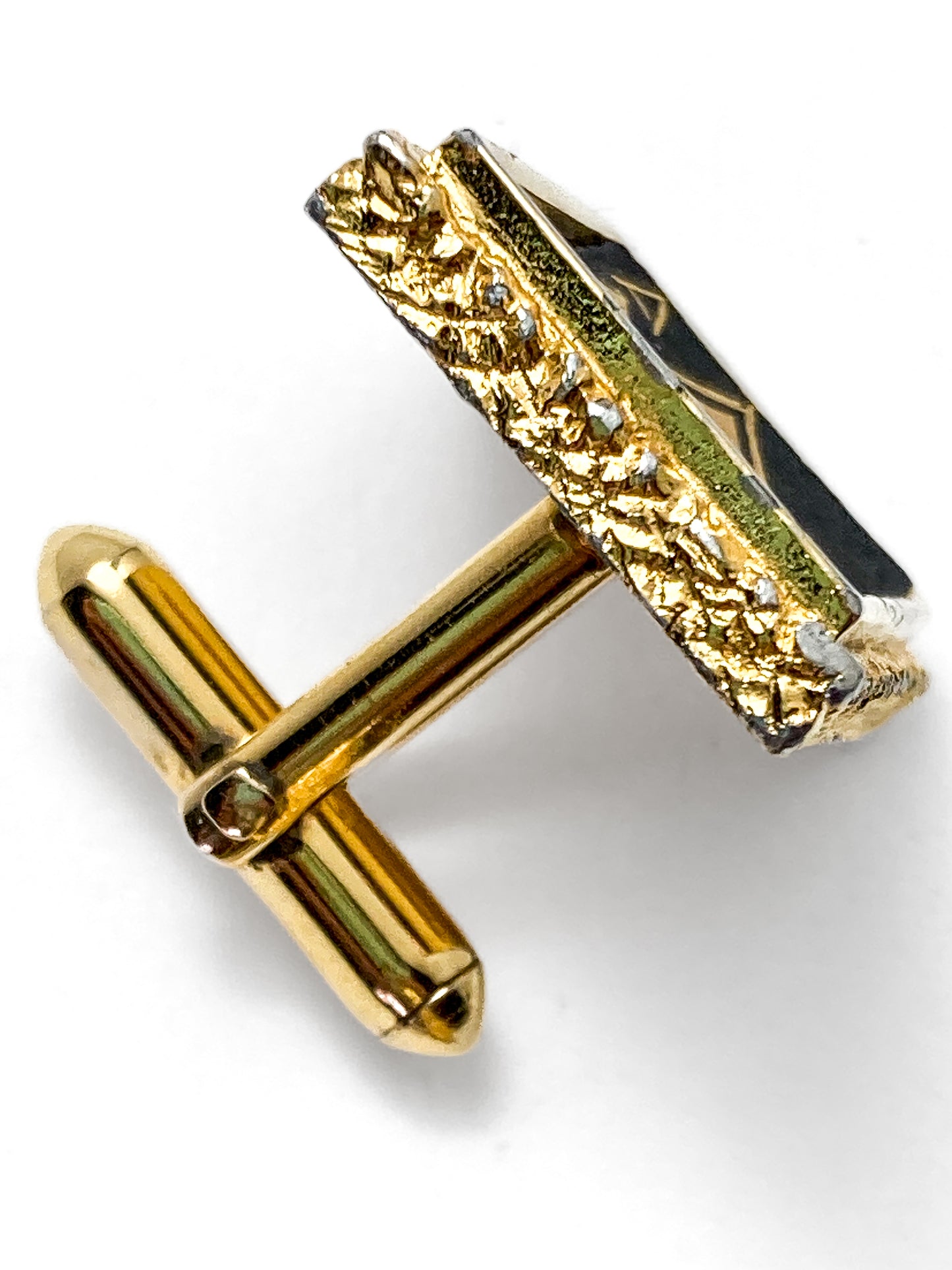Vintage Swank Damascene Gold Plated Black Playing Card Cufflinks