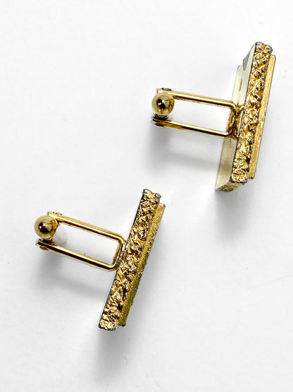 Vintage Swank Damascene Gold Plated Black Playing Card Cufflinks