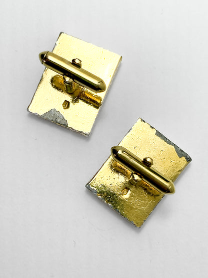 Vintage Swank Damascene Gold Plated Black Playing Card Cufflinks