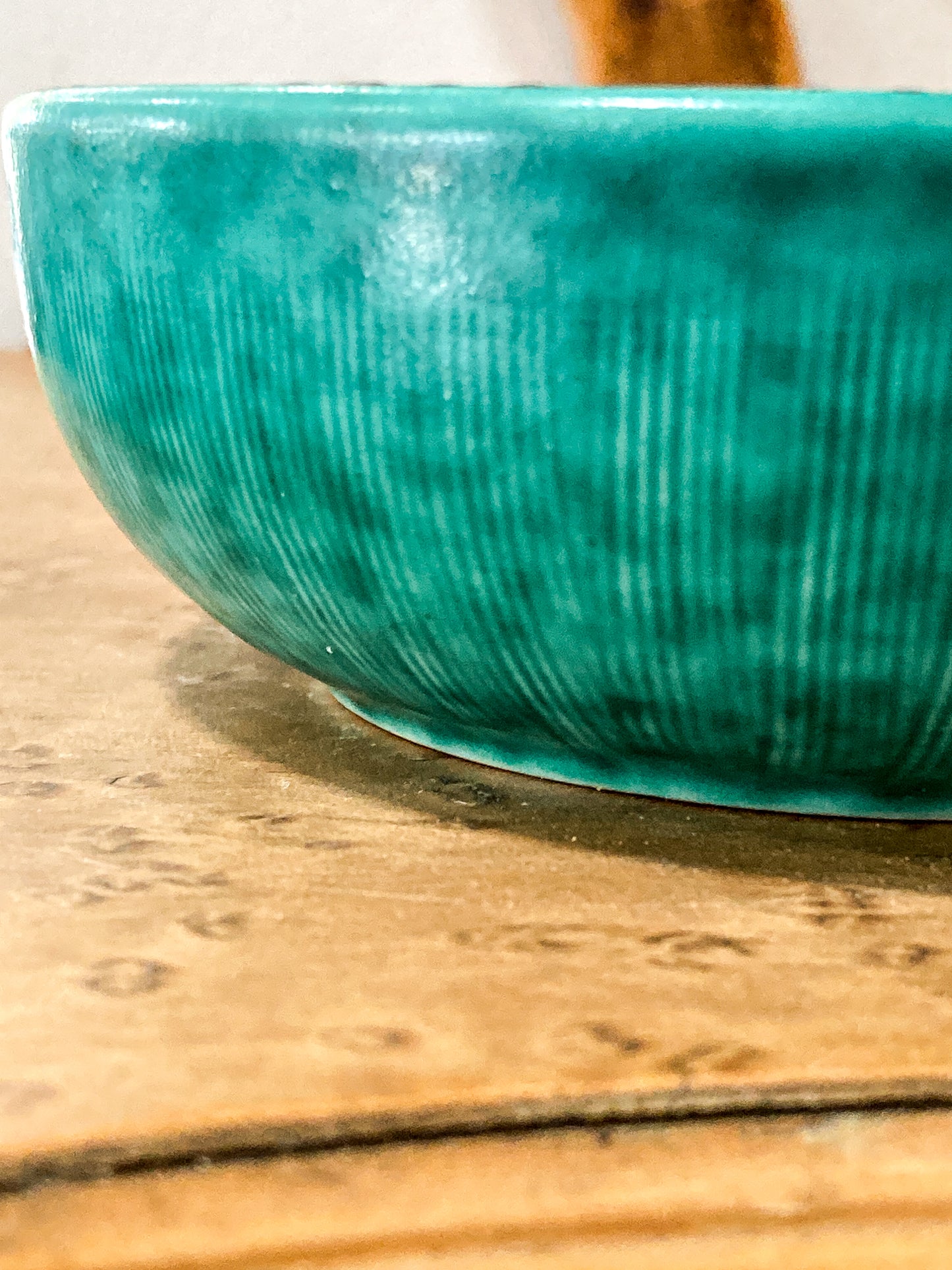 Vintage Swedish Gustavsberg Argenta Molted Green Ceramic Pottery Bowl