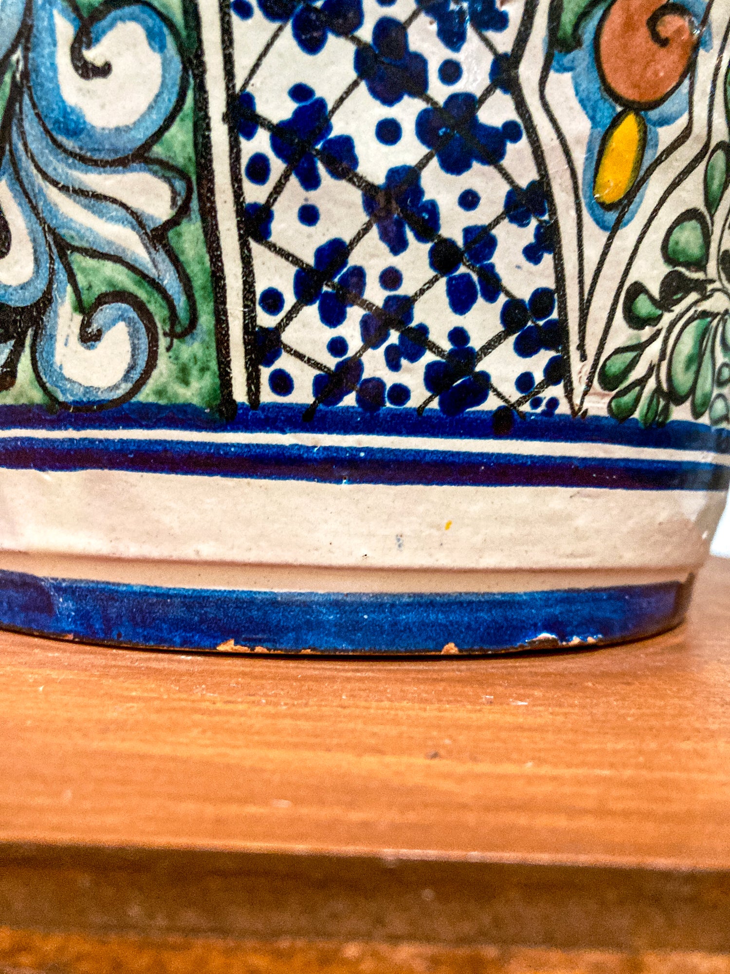 Vintage Talavera Mexican Polychrome Handmade Pottery Ewer Pitcher Jug