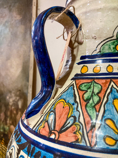Vintage Talavera Mexican Polychrome Handmade Pottery Ewer Pitcher Jug