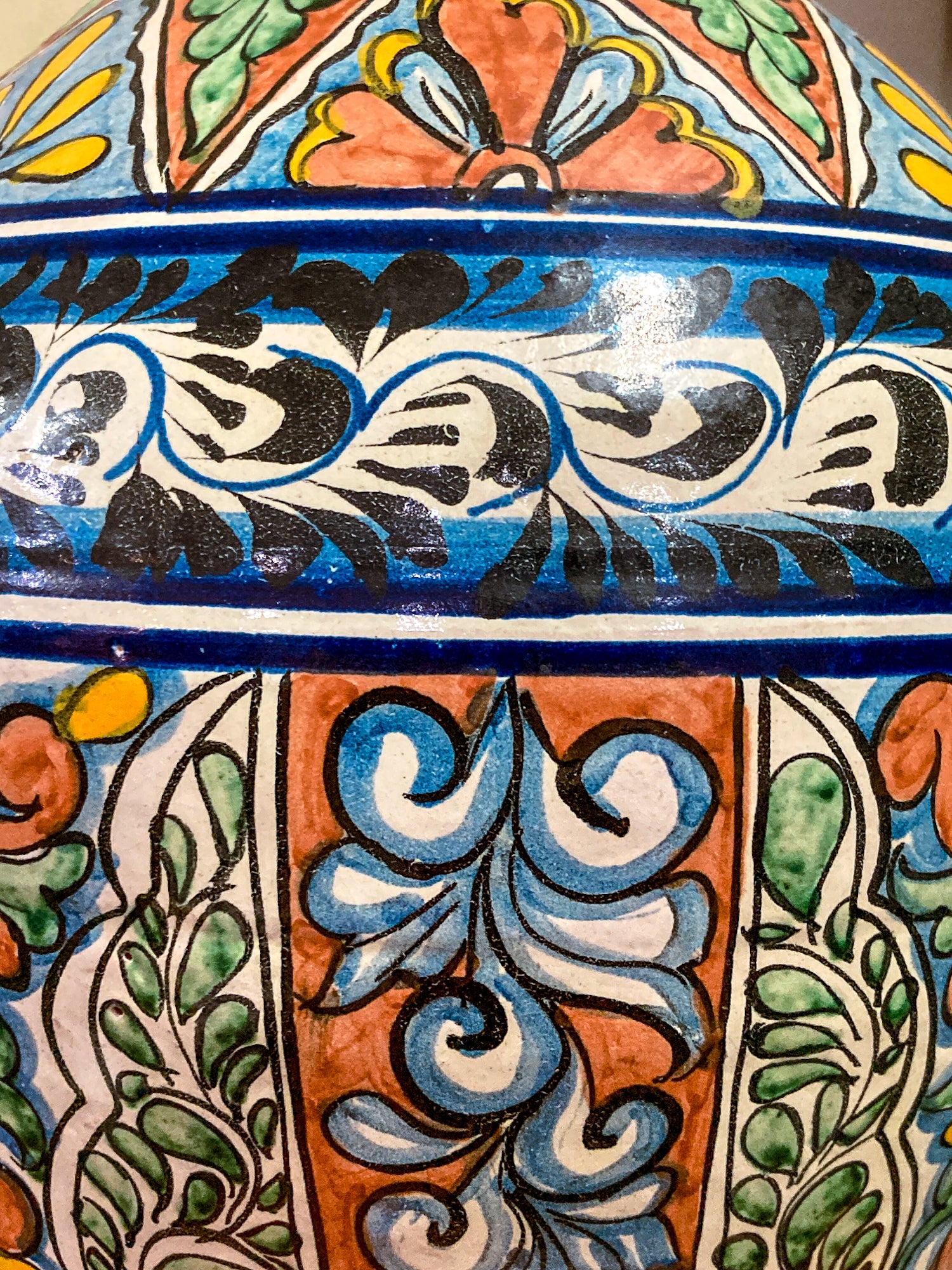 Vintage Talavera Mexican Polychrome Handmade Pottery Ewer Pitcher Jug