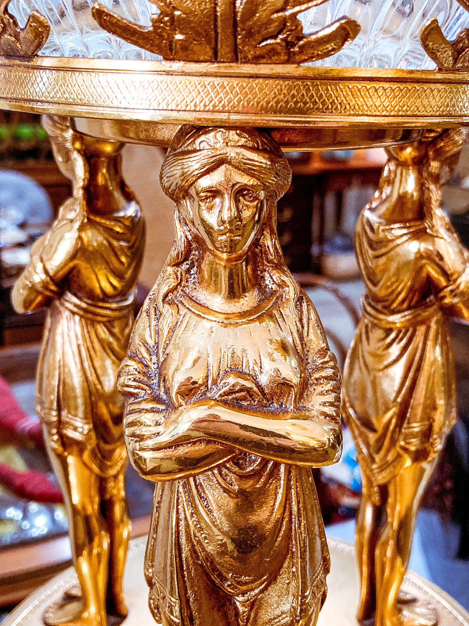 Vintage Neoclassical Style Hollywood Regency 1960s Figural Centerpiece Bowl
