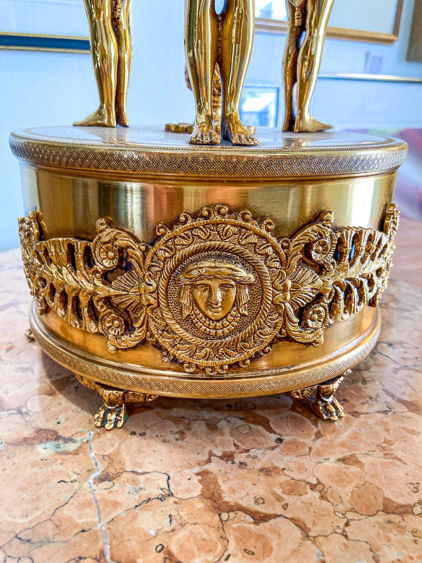 Vintage Neoclassical Style Hollywood Regency 1960s Figural Centerpiece Bowl