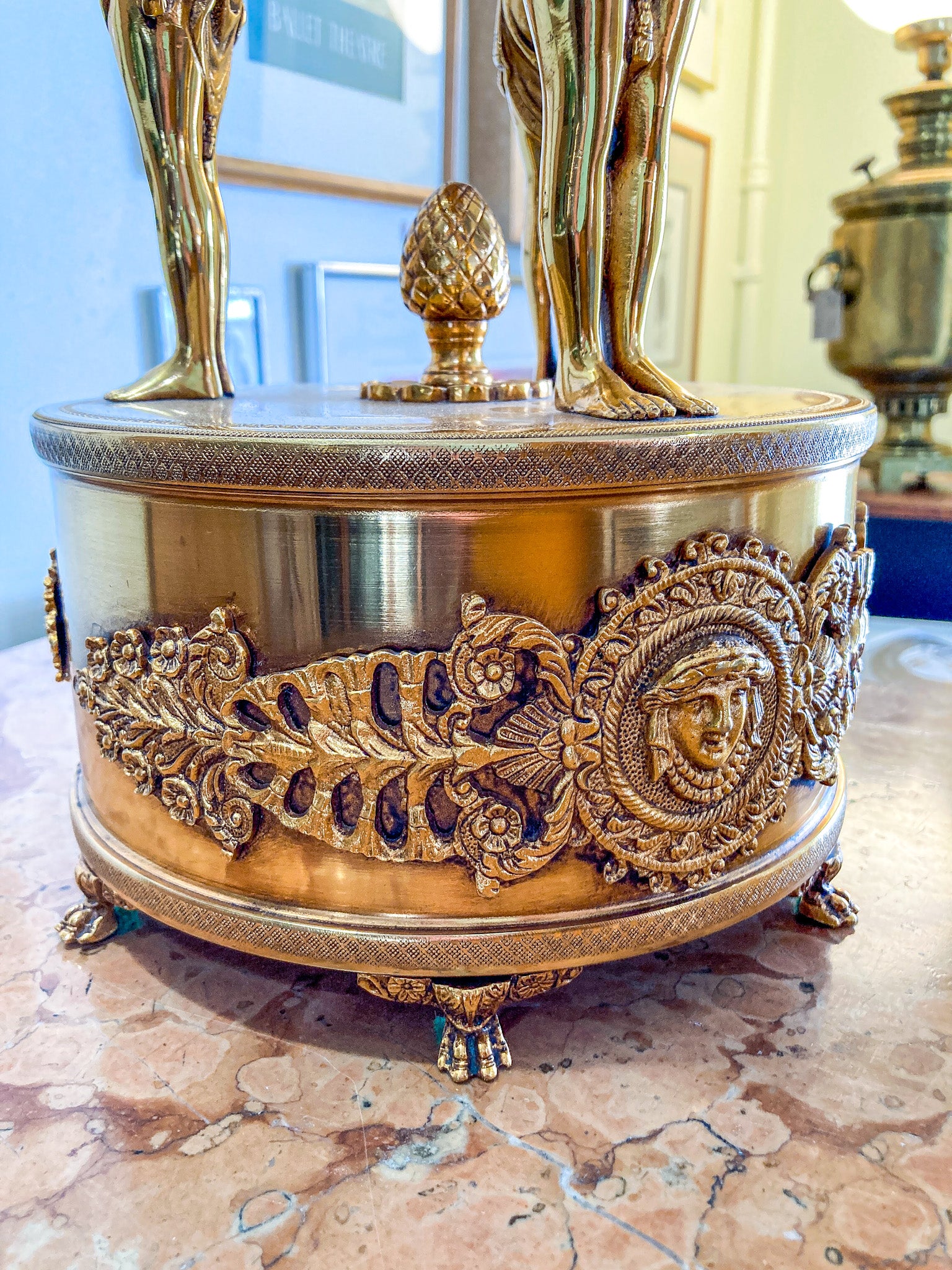 Vintage Neoclassical Style Hollywood Regency 1960s Figural Centerpiece Bowl