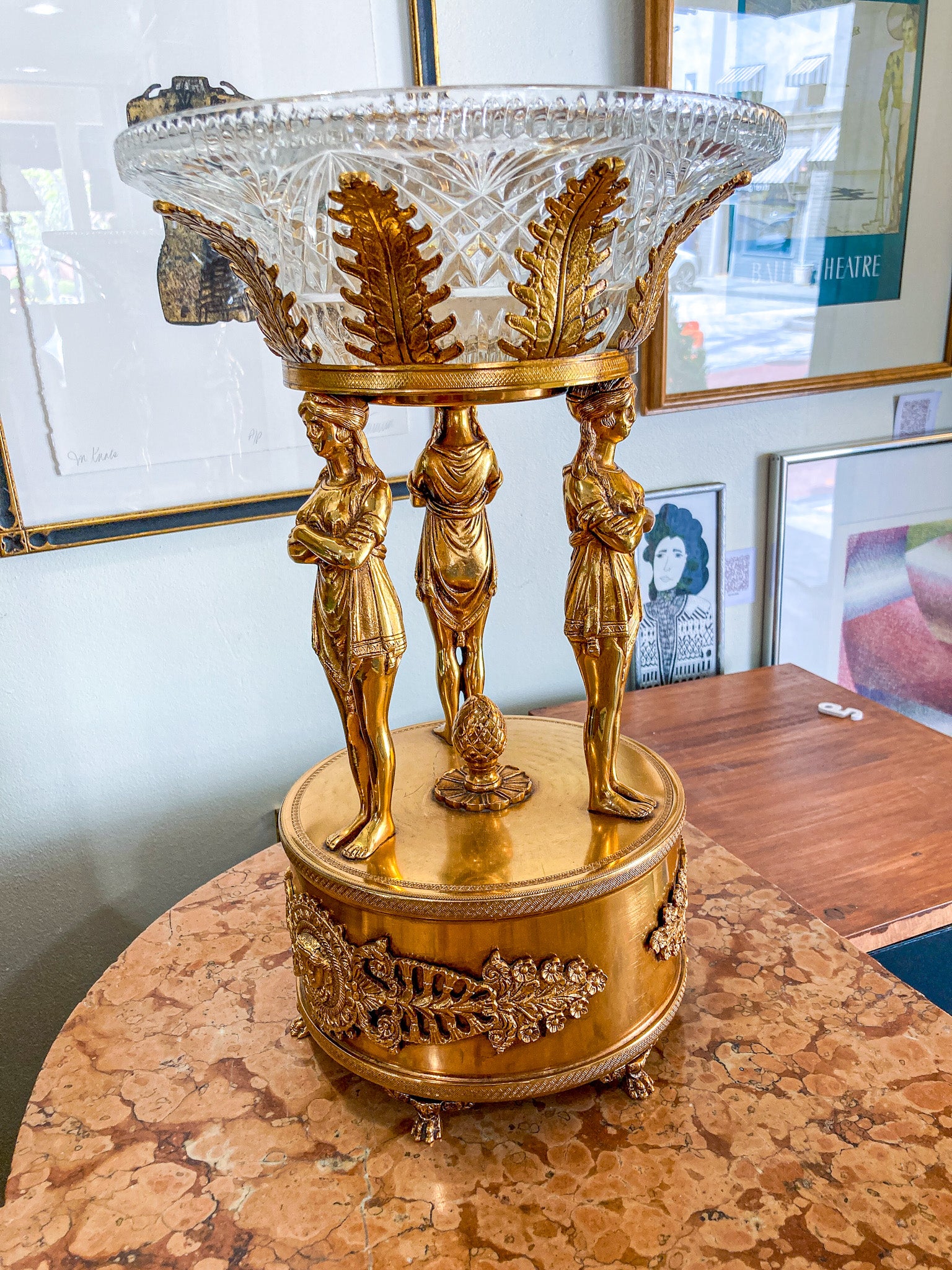 Vintage Neoclassical Style Hollywood Regency 1960s Figural Centerpiece Bowl