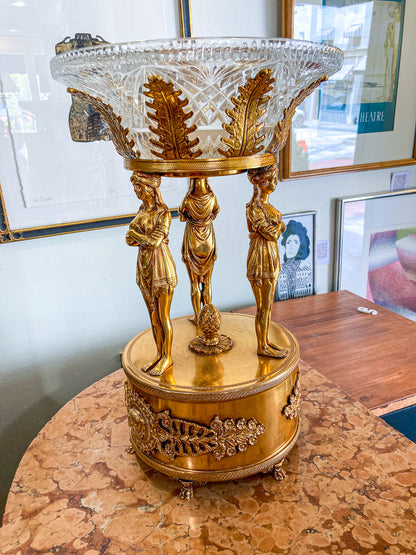 Vintage Neoclassical Style Hollywood Regency 1960s Figural Centerpiece Bowl