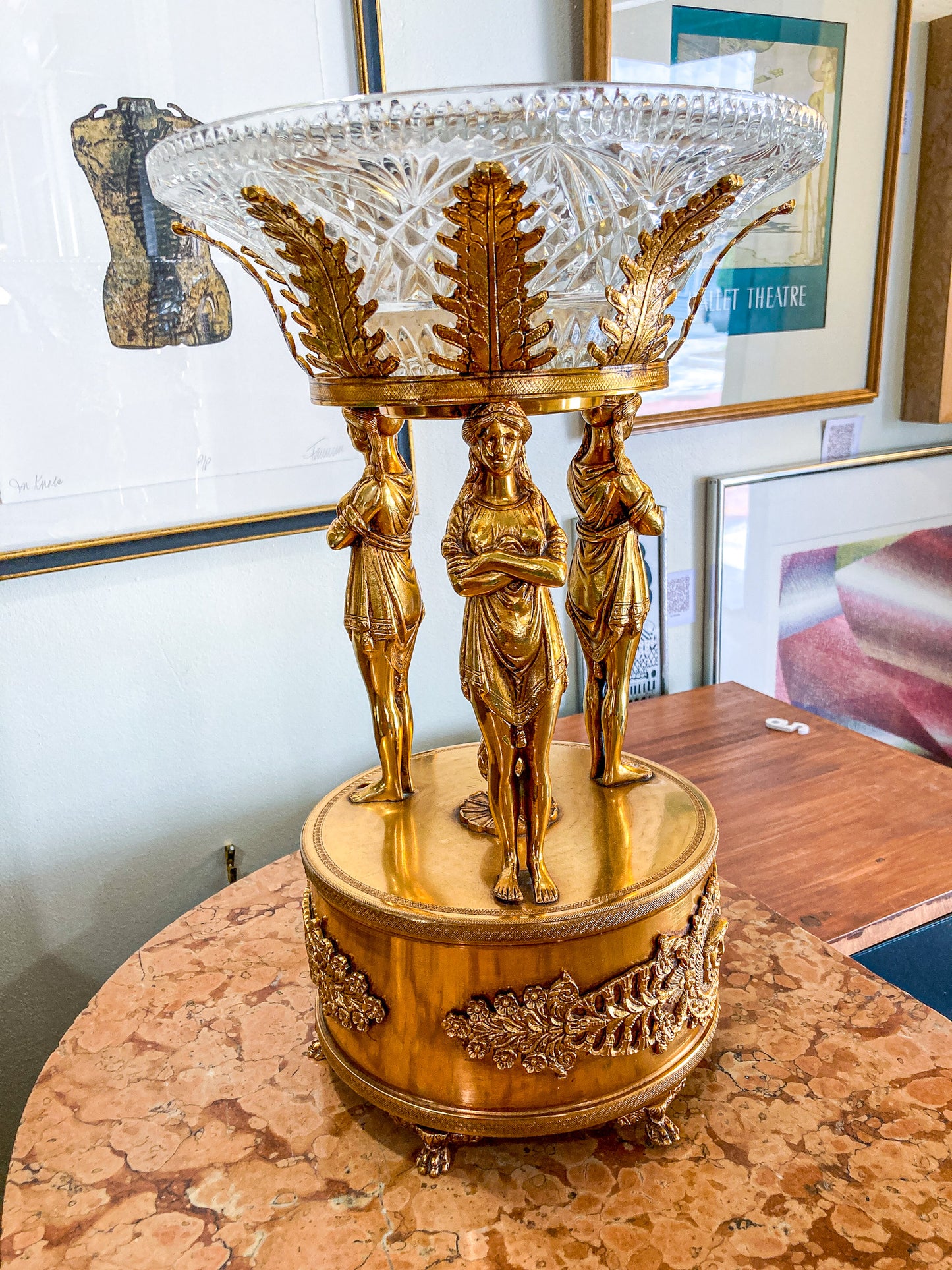 Vintage Neoclassical Style Hollywood Regency 1960s Figural Centerpiece Bowl