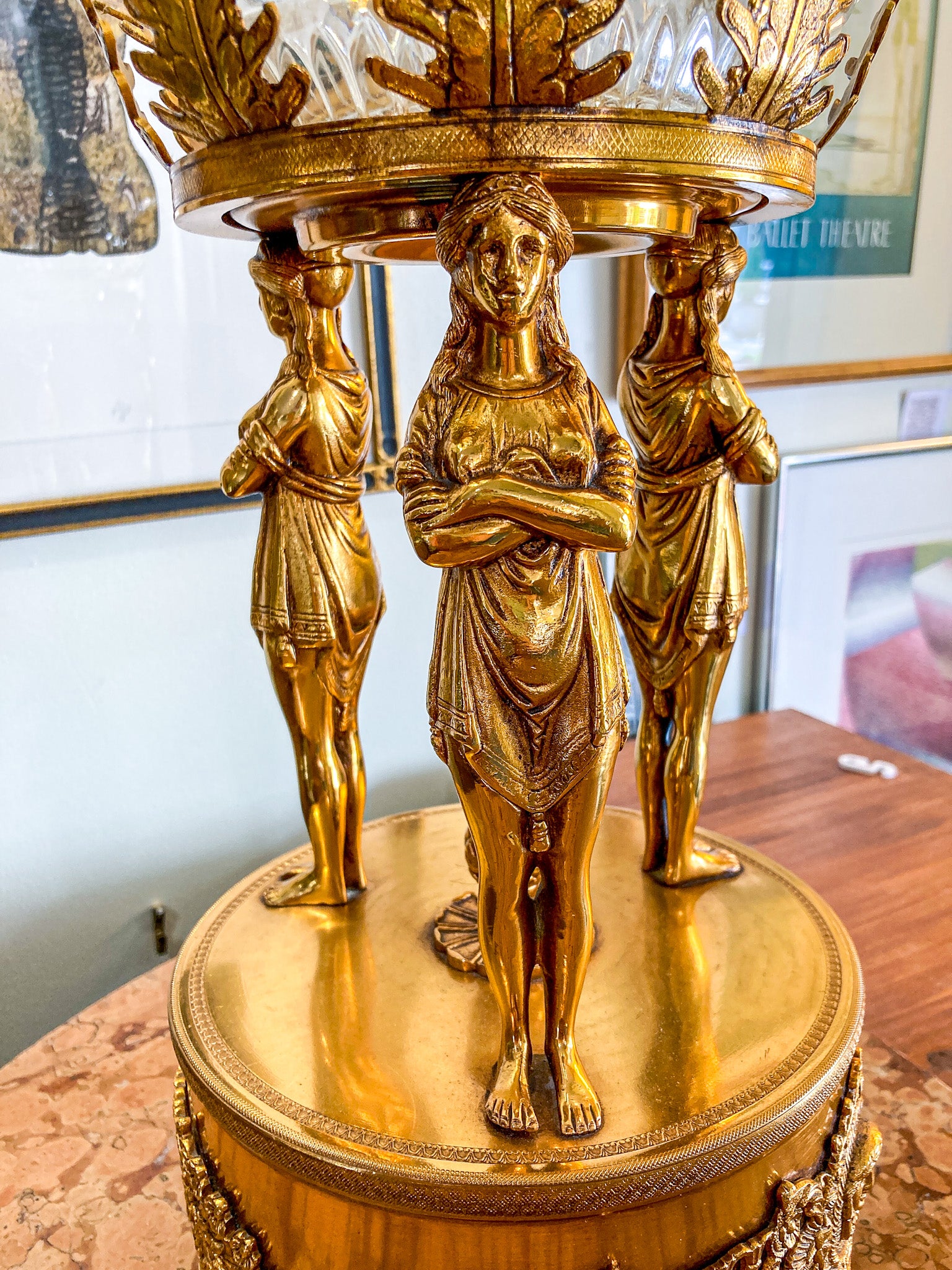 Vintage Neoclassical Style Hollywood Regency 1960s Figural Centerpiece Bowl