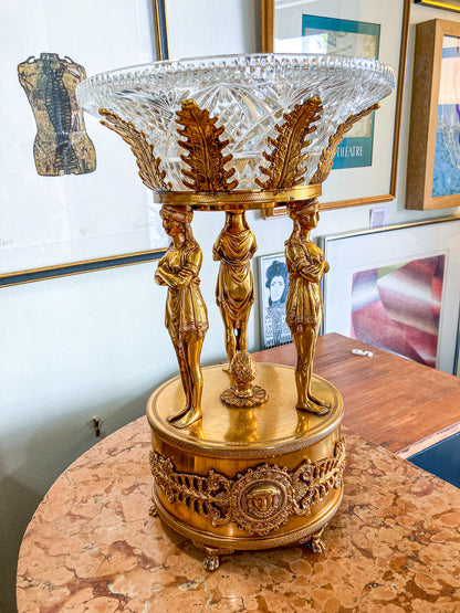 Vintage Neoclassical Style Hollywood Regency 1960s Figural Centerpiece Bowl