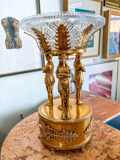 Vintage Neoclassical Style Hollywood Regency 1960s Figural Centerpiece Bowl