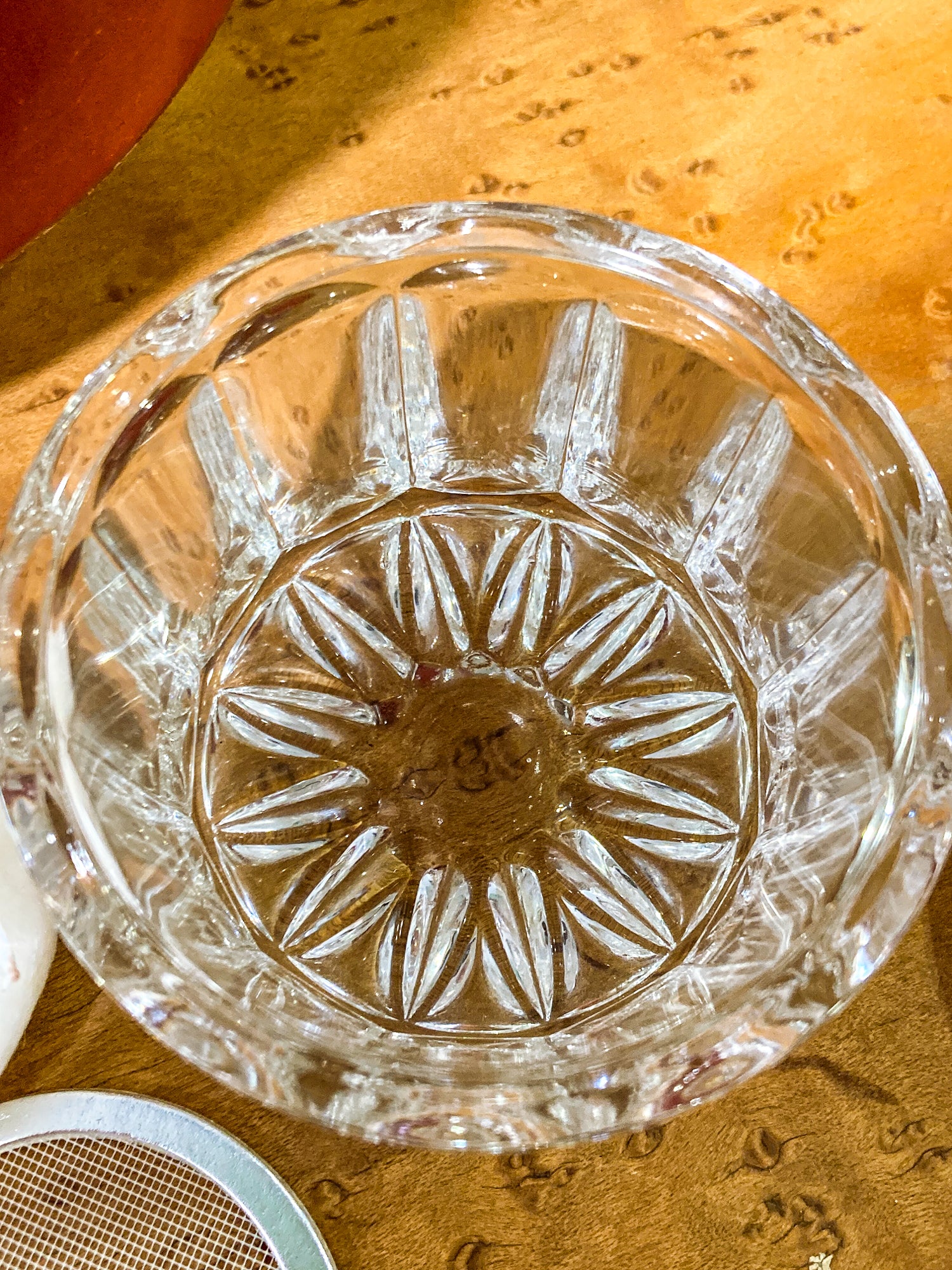 Vintage Towle Sterling Silver Mirror Lidded Clear Glass Powder Jar with Puff