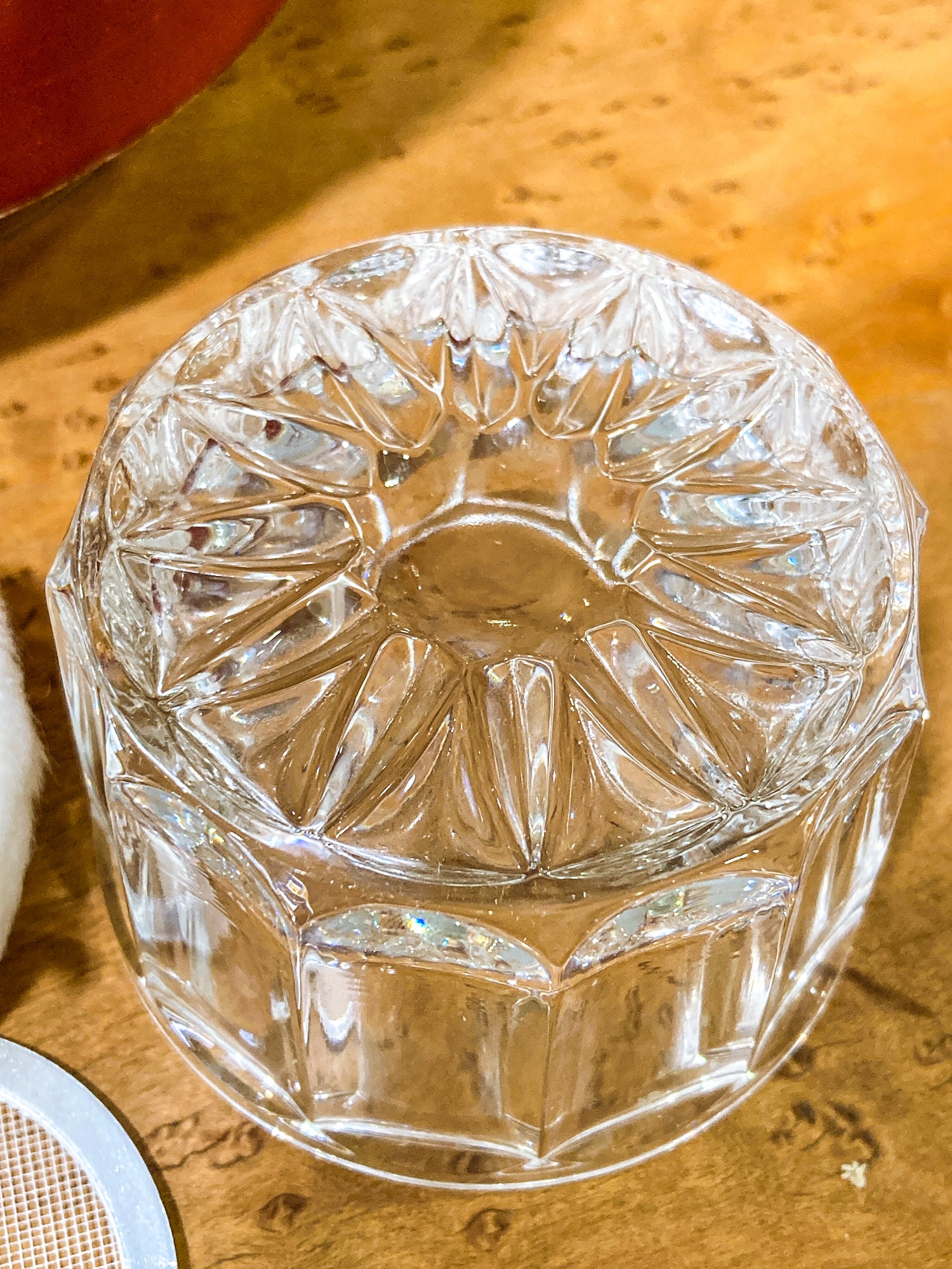 Vintage Towle Sterling Silver Mirror Lidded Clear Glass Powder Jar with Puff