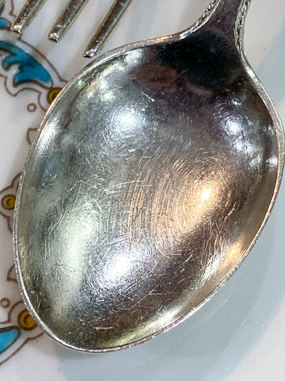 Vintage Treasure Sterling Silver Engraved Baby Silverware Spoon Fork Set