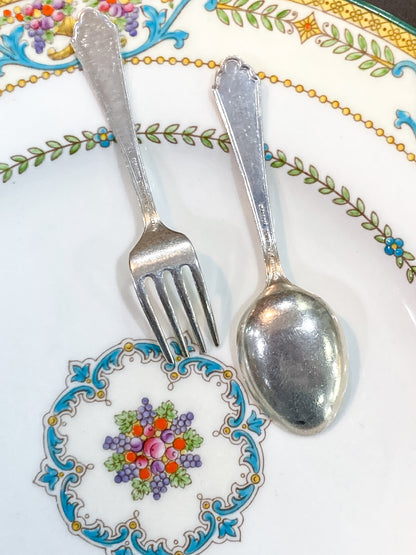 Vintage Treasure Sterling Silver Engraved Baby Silverware Spoon Fork Set