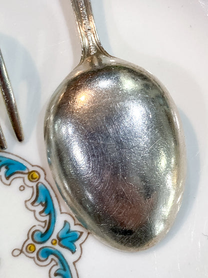 Vintage Treasure Sterling Silver Engraved Baby Silverware Spoon Fork Set