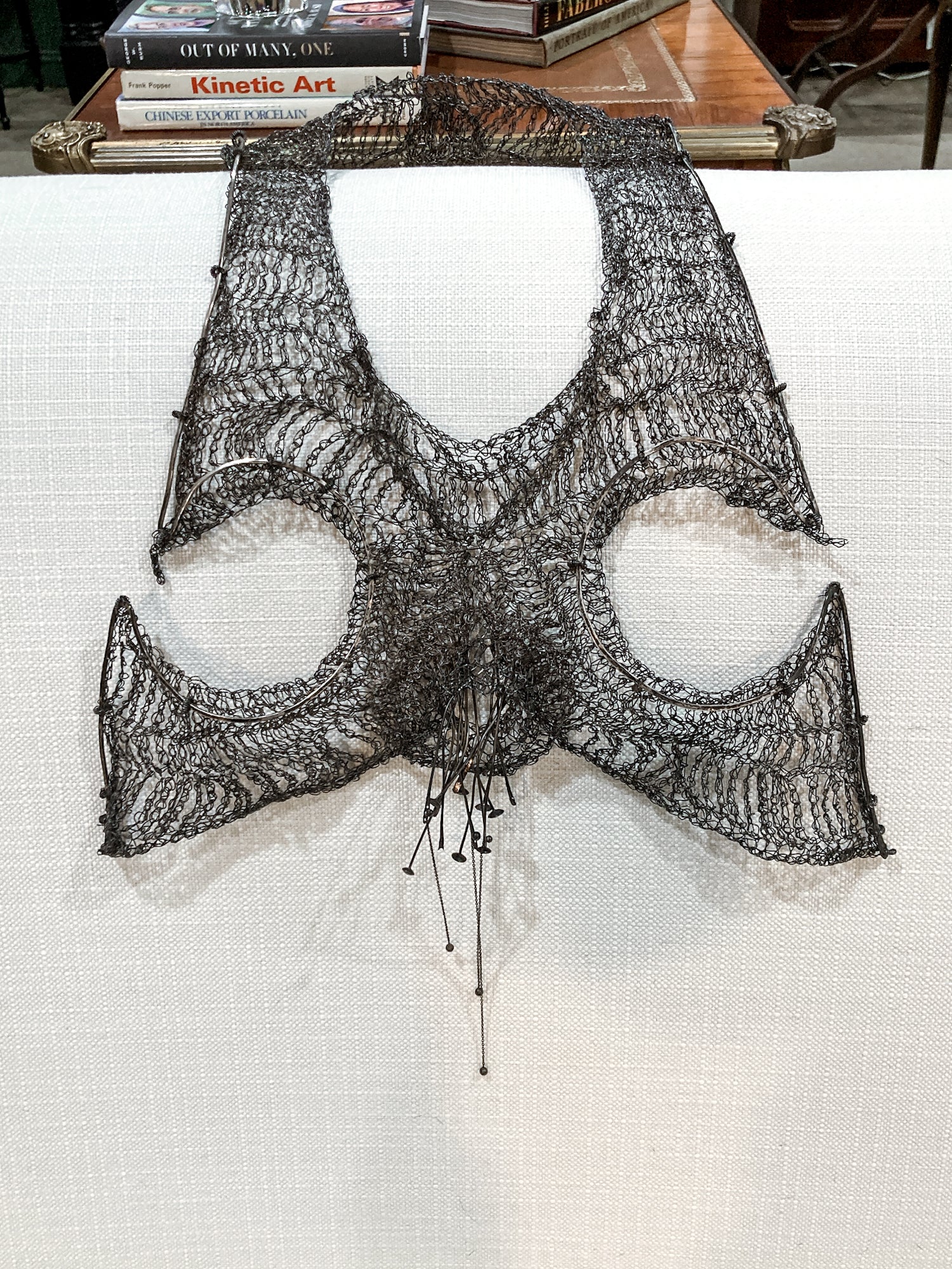 Unique Artisan Woven Silver Wire Chestplate Necklace Wearable Art Armor