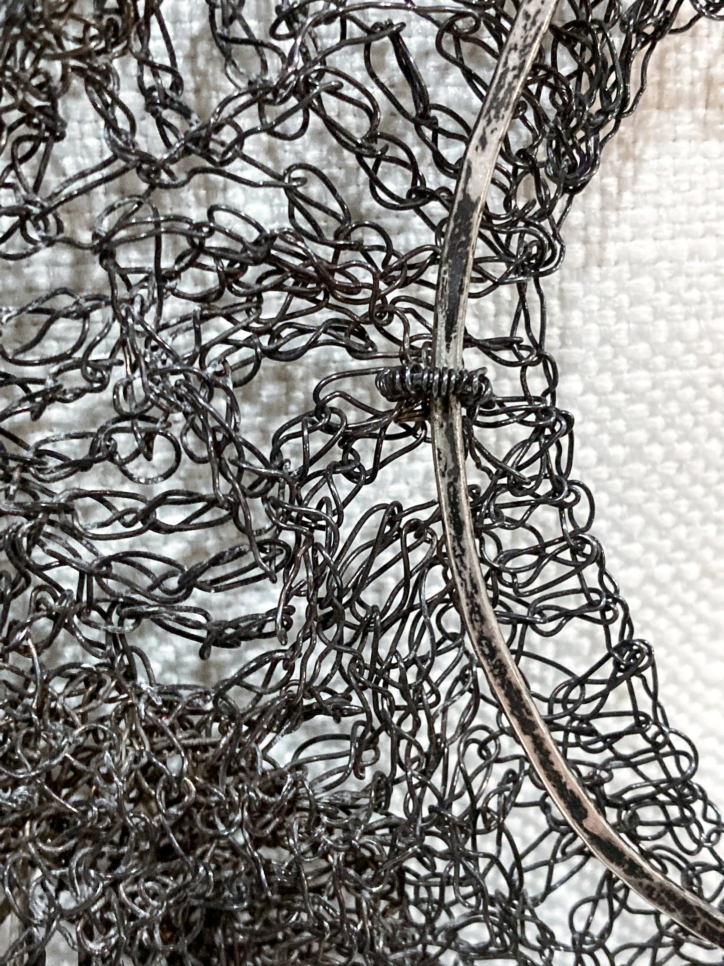 Unique Artisan Woven Silver Wire Chestplate Necklace Wearable Art Armor