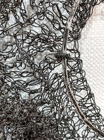 Unique Artisan Woven Silver Wire Chestplate Necklace Wearable Art Armor