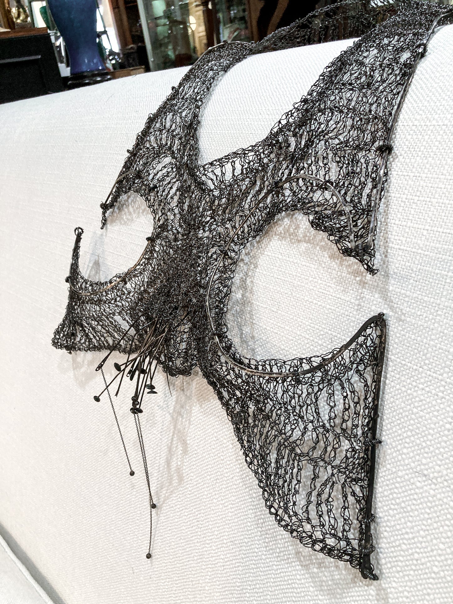 Unique Artisan Woven Silver Wire Chestplate Necklace Wearable Art Armor