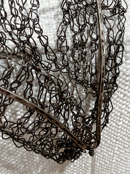 Unique Artisan Woven Silver Wire Chestplate Necklace Wearable Art Armor