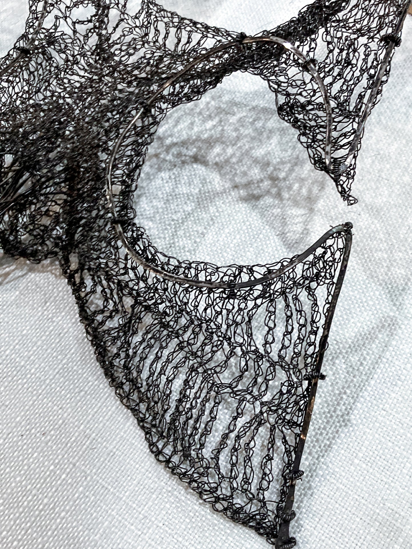 Unique Artisan Woven Silver Wire Chestplate Necklace Wearable Art Armor
