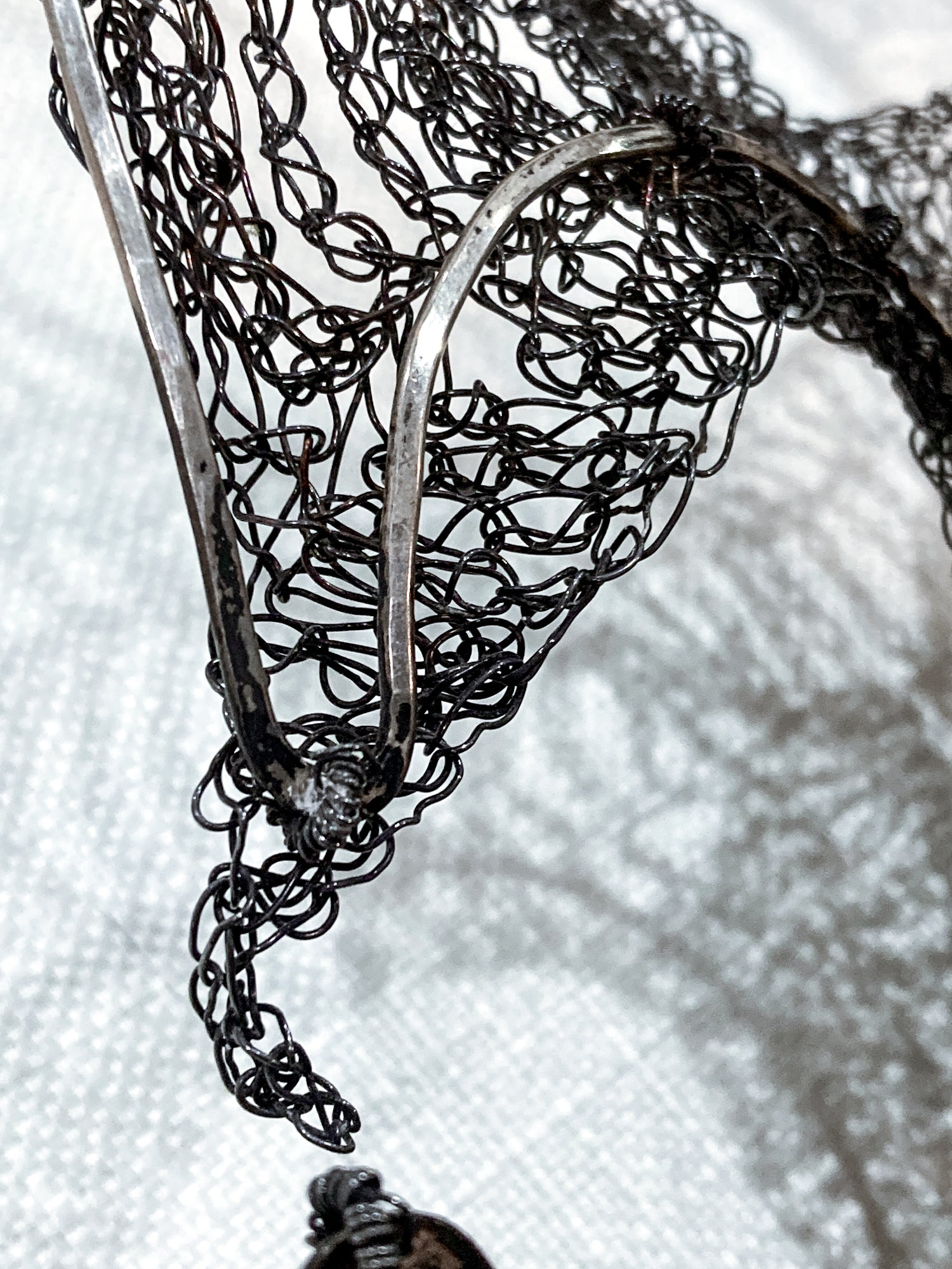 Unique Artisan Woven Silver Wire Chestplate Necklace Wearable Art Armor