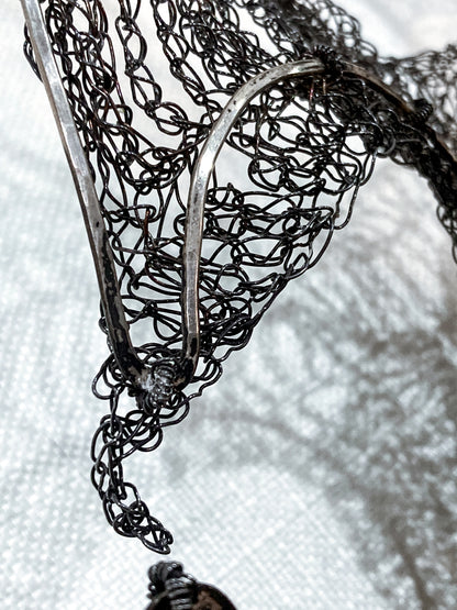Unique Artisan Woven Silver Wire Chestplate Necklace Wearable Art Armor