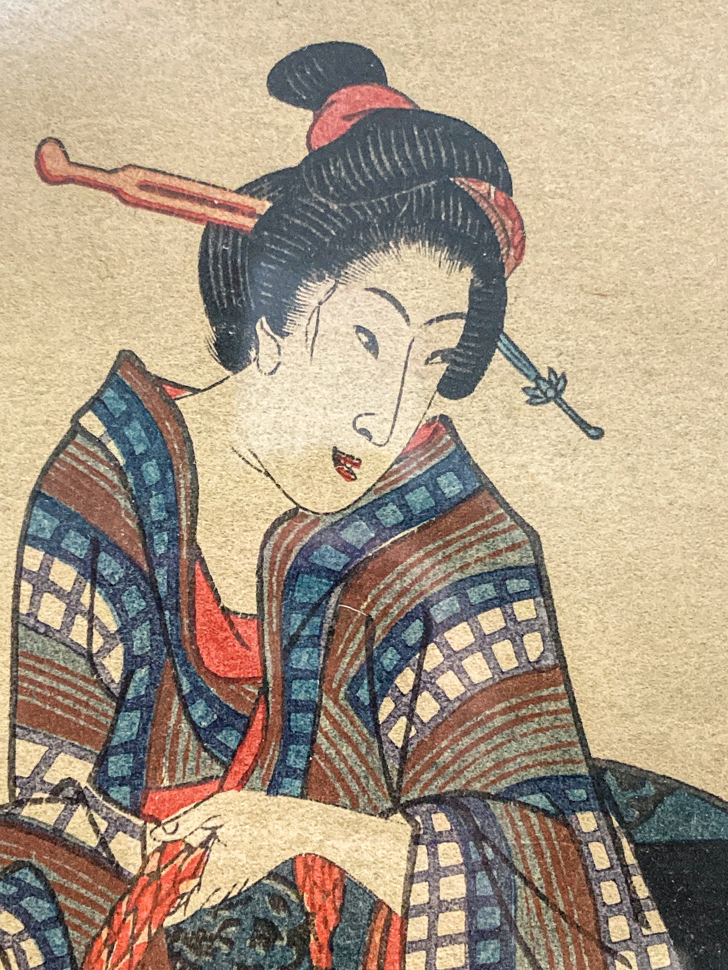 Reprinted Antique Utagawa Hiroshige (1797-1858) Japanese Geisha Framed Woodblock Print