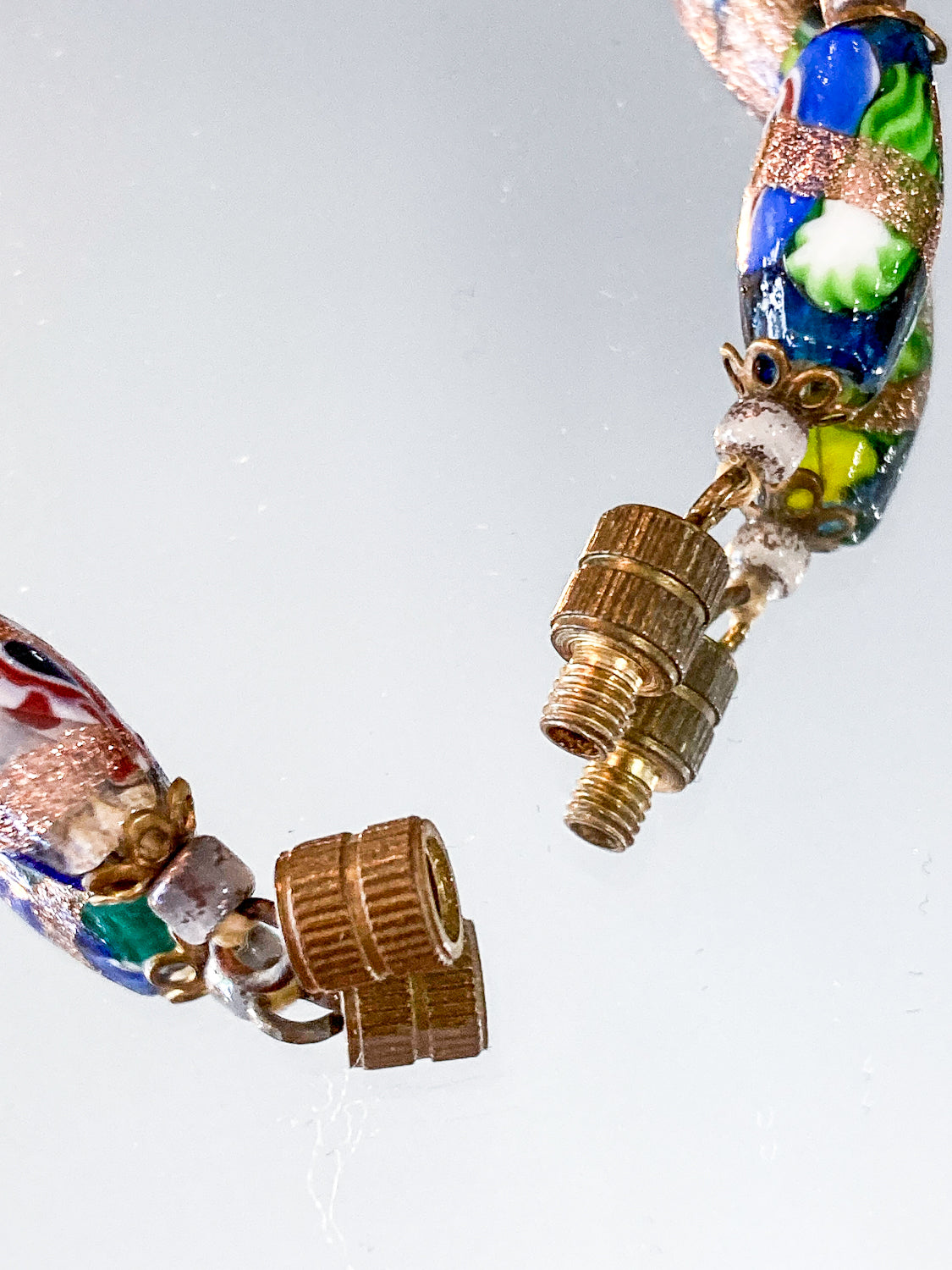 Vintage Venetian Murano Millefiori Multicolor Graduated Glass Bead Necklace