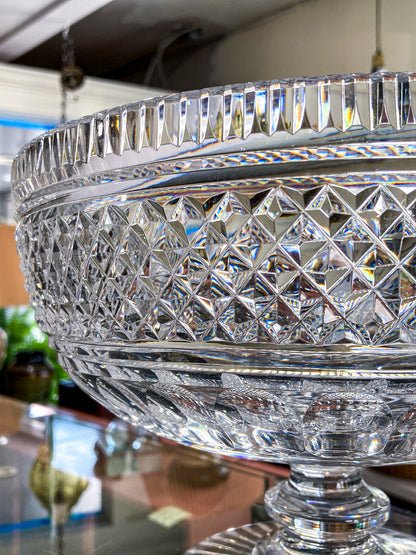 Vintage Waterford Cut Clear Crystal Raised Footed 11 Inch Fruit Bowl