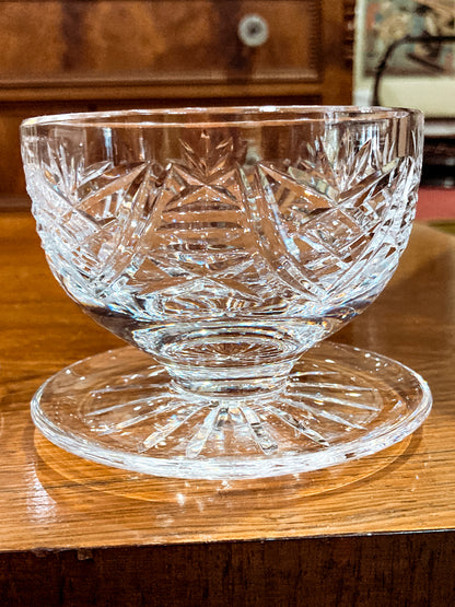 Set of Six Vintage Waterford Clear Crystal Clare Pattern Footed Dessert Bowls