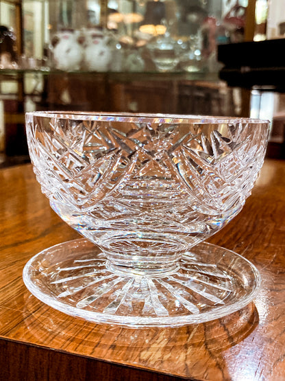 Set of Six Vintage Waterford Clear Crystal Clare Pattern Footed Dessert Bowls
