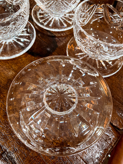 Set of Six Vintage Waterford Clear Crystal Clare Pattern Footed Dessert Bowls