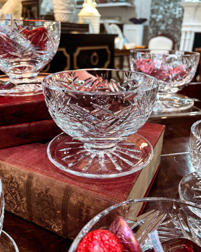Set of Six Vintage Waterford Clear Crystal Clare Pattern Footed Dessert Bowls