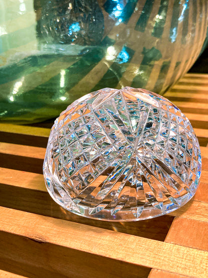 Vintage Waterford Sparkling Cut Clear Crystal Domed Hollow Paperweight