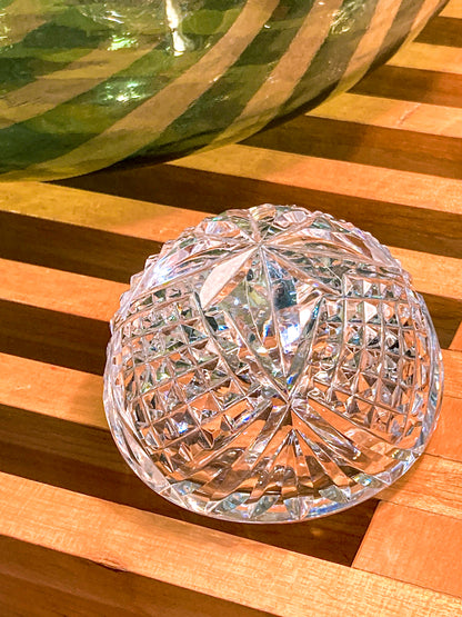 Vintage Waterford Sparkling Cut Clear Crystal Domed Hollow Paperweight