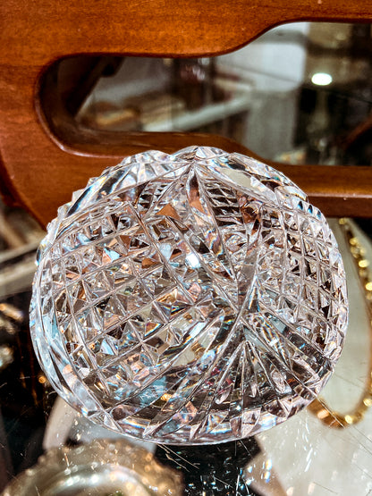 Vintage Waterford Sparkling Cut Clear Crystal Domed Hollow Paperweight