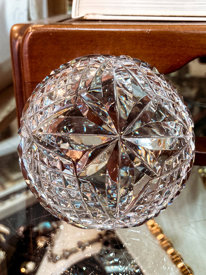 Vintage Waterford Sparkling Cut Clear Crystal Domed Hollow Paperweight