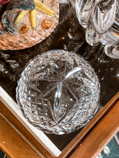 Vintage Waterford Sparkling Cut Clear Crystal Domed Hollow Paperweight
