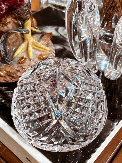 Vintage Waterford Sparkling Cut Clear Crystal Domed Hollow Paperweight