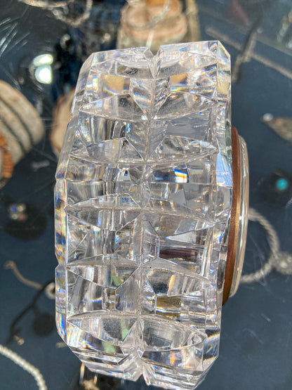 Vintage Waterford Clear Cut Crystal Quartz Roman Numeral Octagonal Tabletop Clock