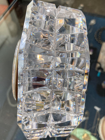 Vintage Waterford Clear Cut Crystal Quartz Roman Numeral Octagonal Tabletop Clock