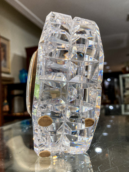 Vintage Waterford Clear Cut Crystal Quartz Roman Numeral Octagonal Tabletop Clock